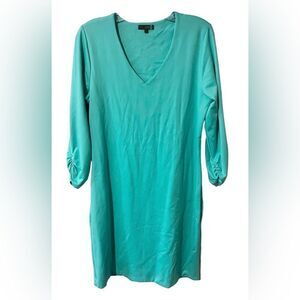 Judy P Womens Cinched Sleeve Knee Length Fitted Shift Dress Teal Size large